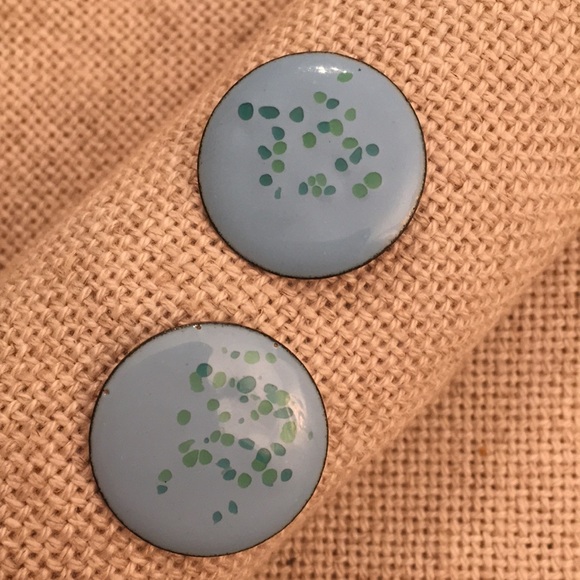 Vintage Blue Enamel Earrings - Picture 5 of 8